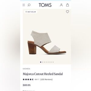 Toms Majorca cutout sandal. Size 9.5. New with tags